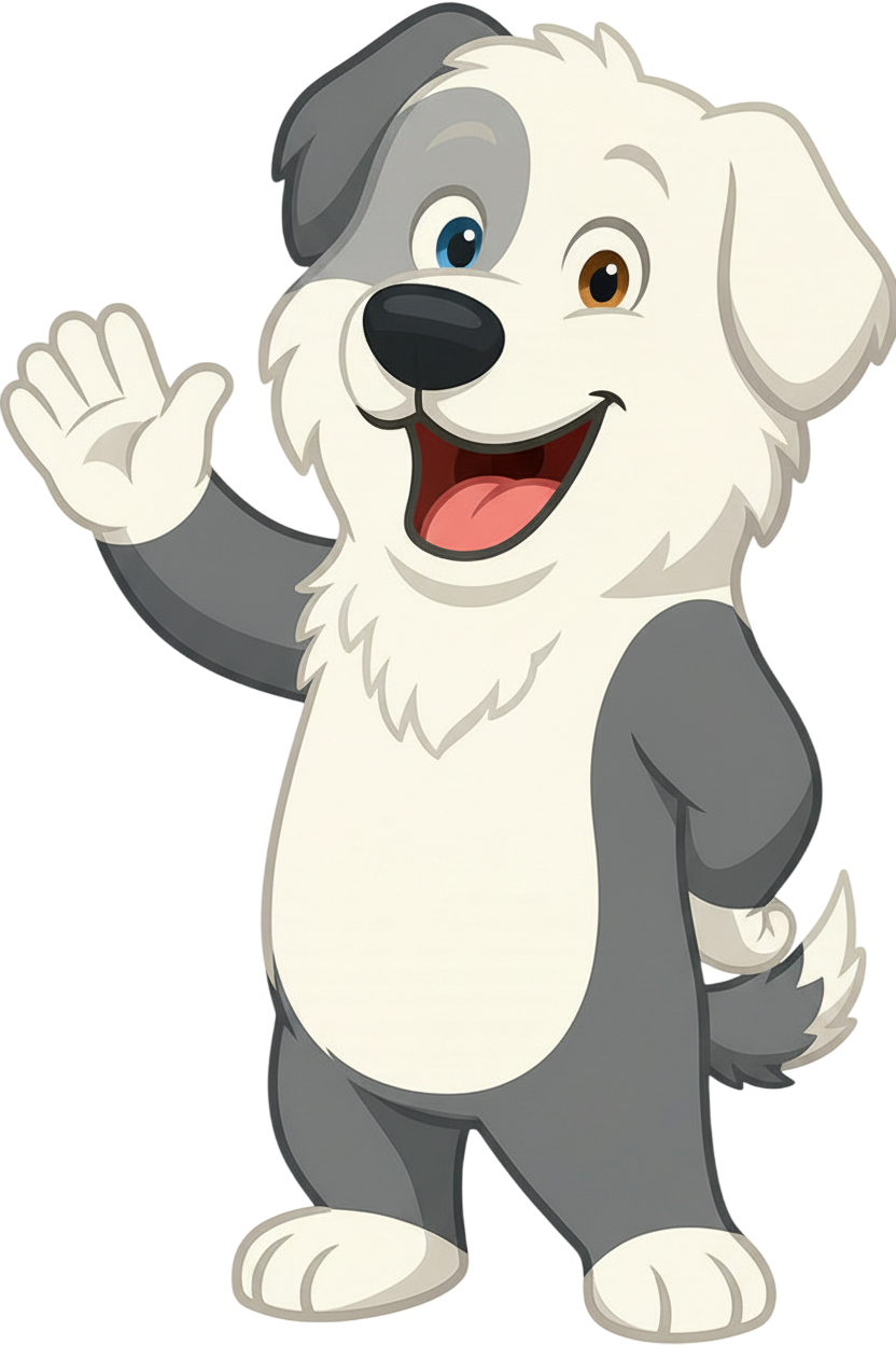 RUFI, mascota de Lobify, saludando